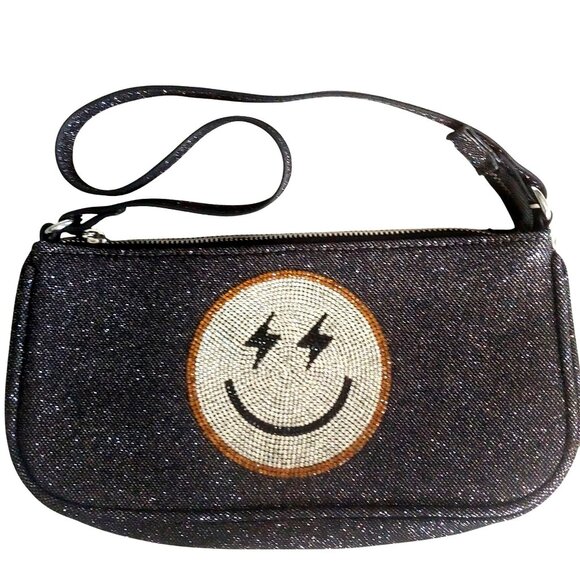 Skinny Dip Handbags - Skinny Dip London Amber Emoji Smile Allover Bling Crystals Sparkle Shoulder Bag